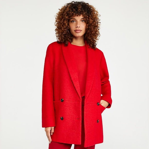 Ann Taylor Short Shawl Collar Cocoon Coat Size Medium - Picture 1 of 11